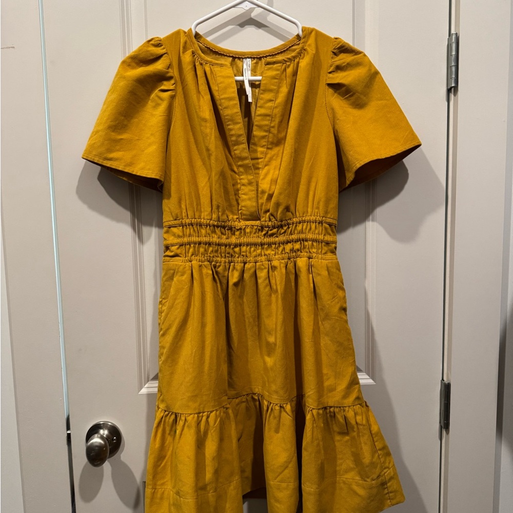 Anthropologie Mustard Mini Dress